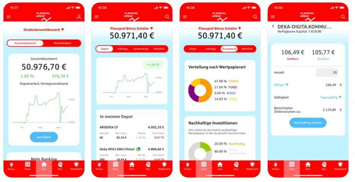 Die Teilnahme am Planspiel Börse erfolgt über die kostenlose App, die sowohl für Android als auch Apple erhältlich ist