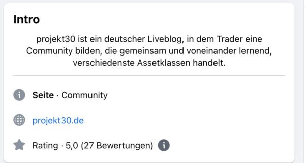 Projekt30 Bewertungen auf Facebook