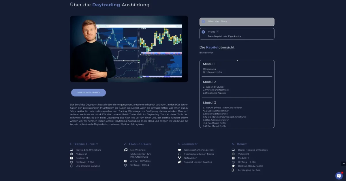 Daytrading Ausbildung der Sparing Academy 