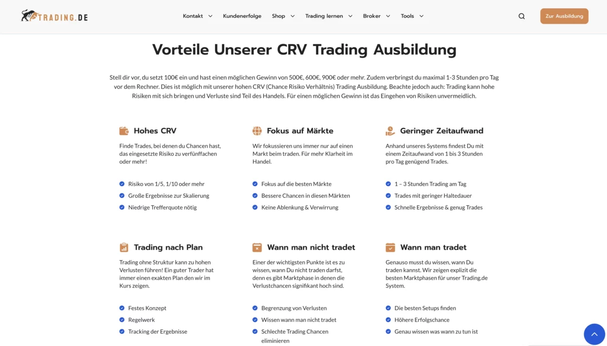 Trading.de Ausbildung - Übersicht 